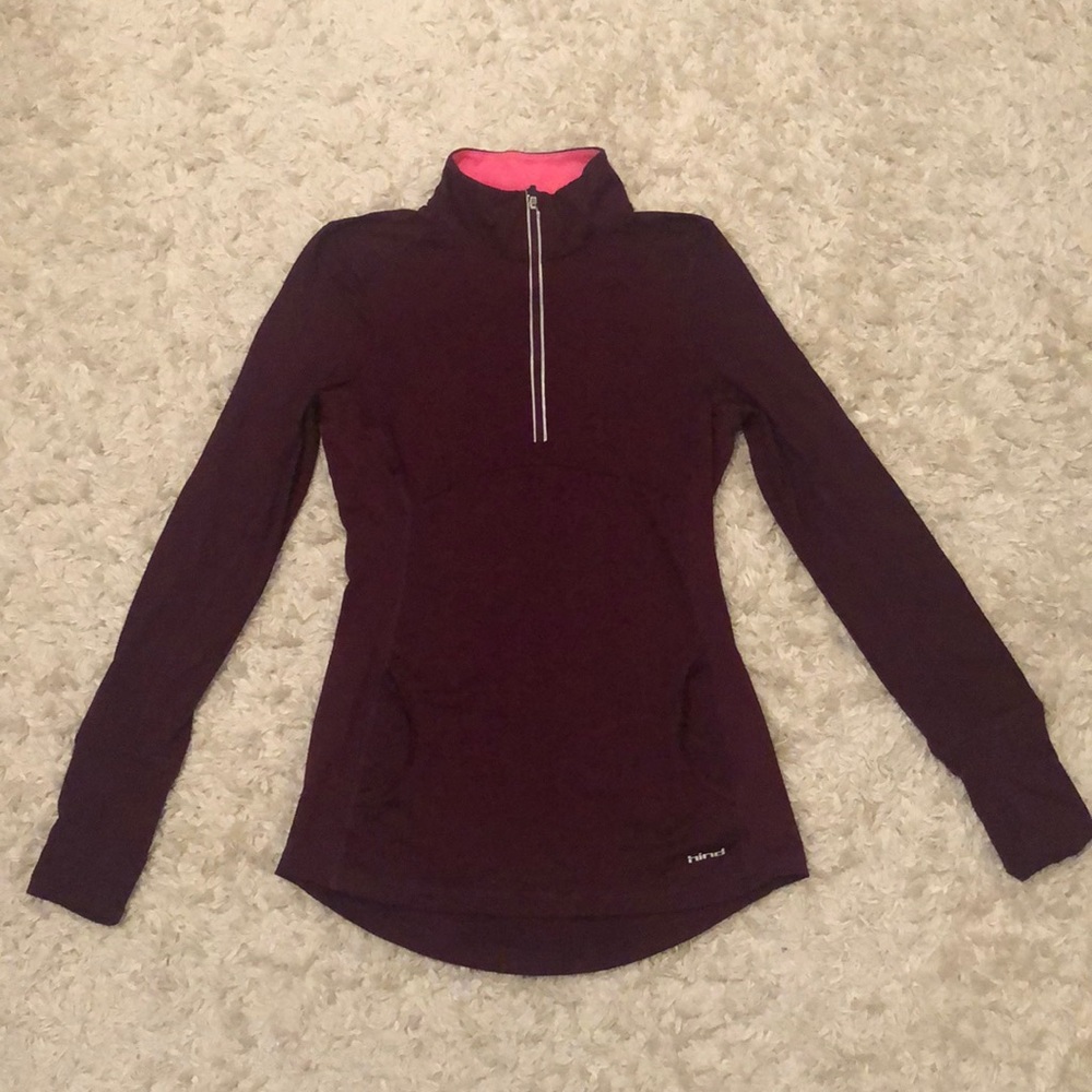 Burgundy long sleeve workout shirt
